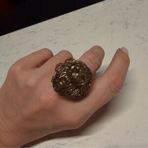 Vintage Lion Ring Adjustable Statement Piece